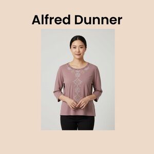 Alfred Dunner Dusty Pink Embroidered Blouse Size XL
